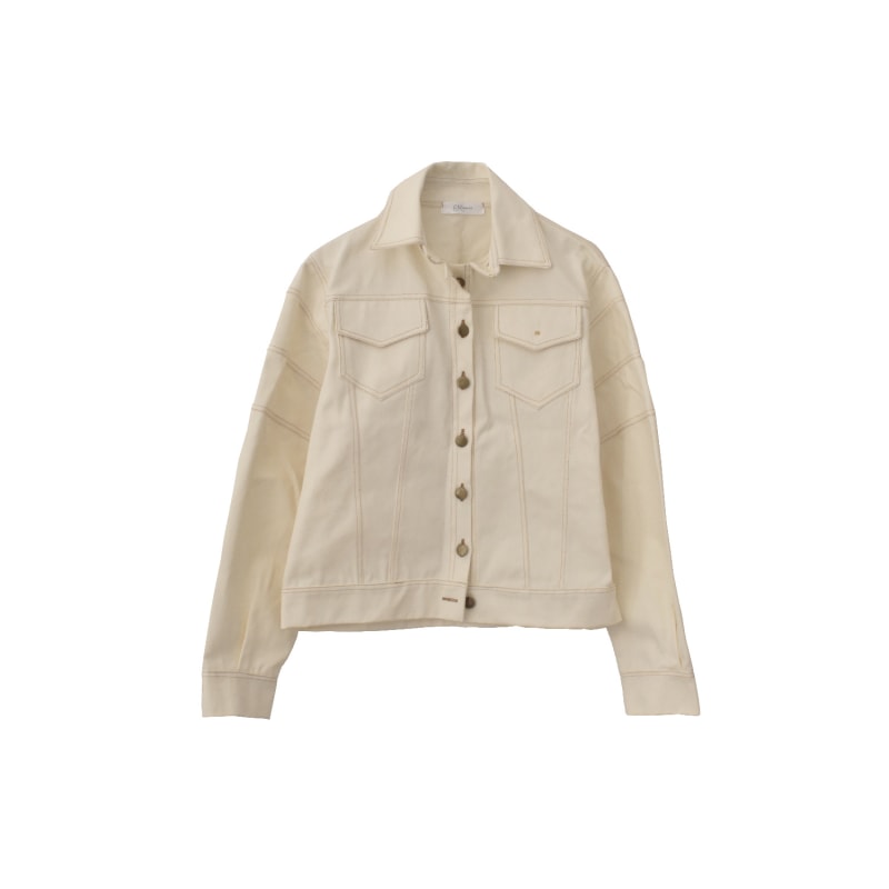 Cream white denim jacket sales