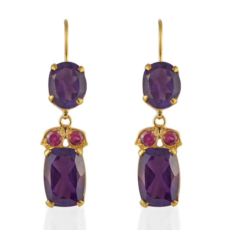 Thumbnail of Bathsheba Amethyst Ruby Drop Earrings image