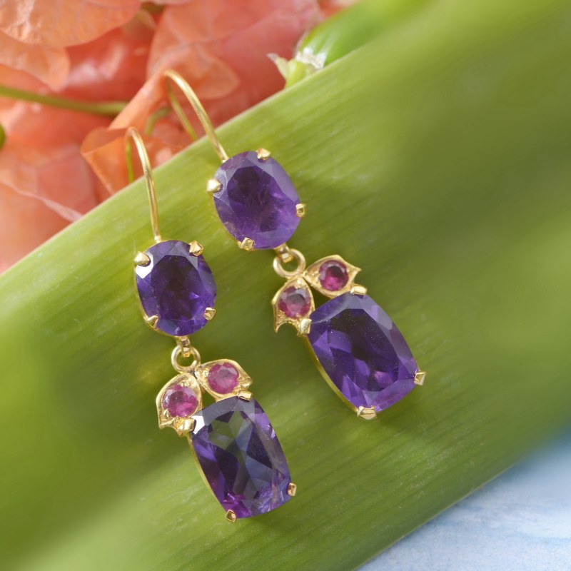 Thumbnail of Bathsheba Amethyst Ruby Drop Earrings image