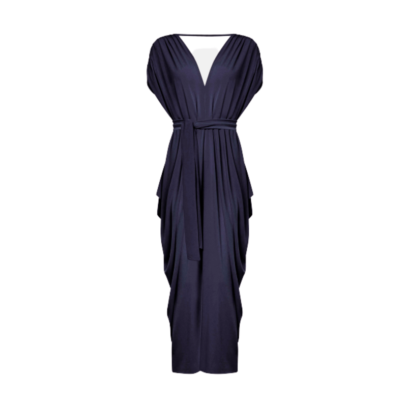 Thumbnail of Batwing Pleated Maxi Dress Navy image