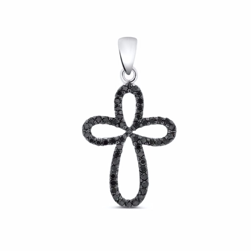 Thumbnail of Diamond Cross Pendant 14k White Gold  image