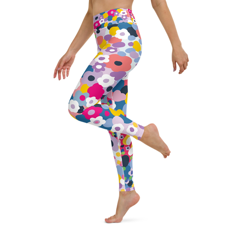 Thumbnail of High Waist Yoga Leggings In Pink Blooms image