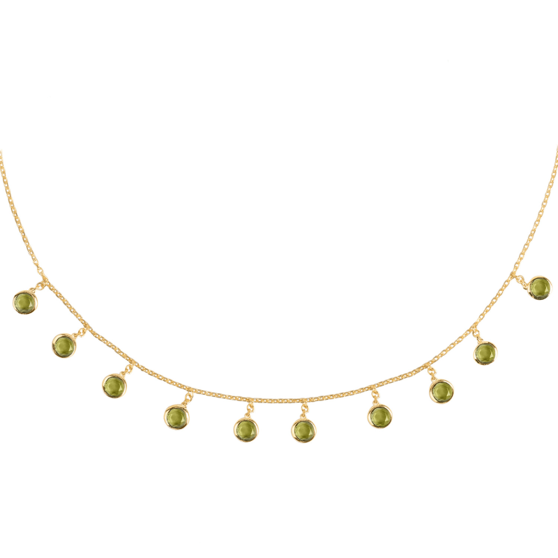 Thumbnail of Florence Round Gemstone Necklace Gold Peridot image