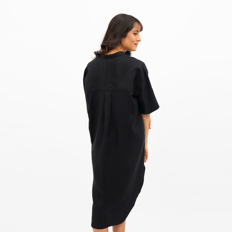 Thumbnail of Seville Tencel Oversized Midi Dress In Licorice Black image