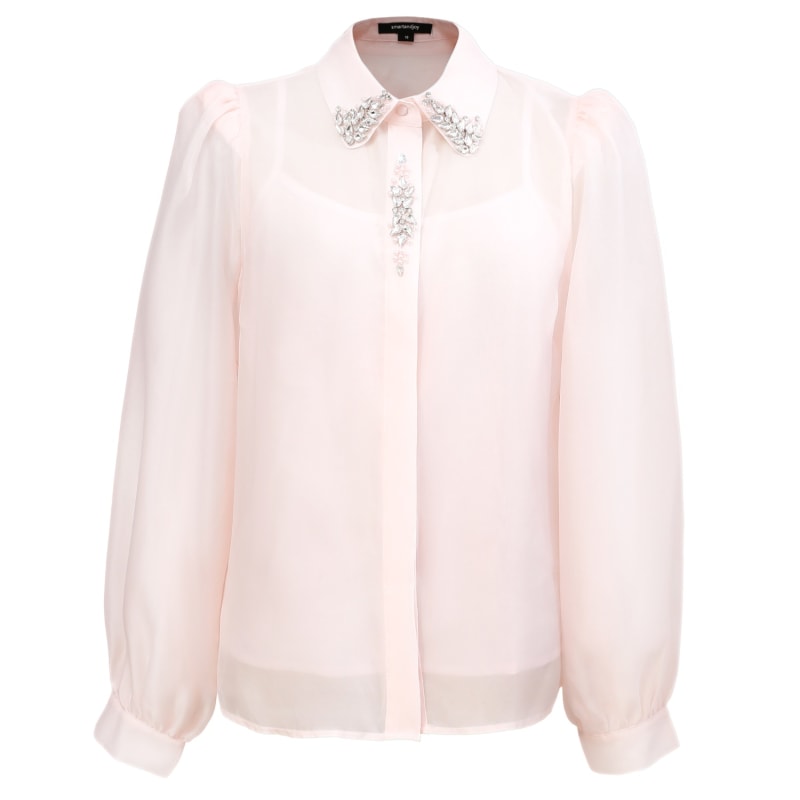 Thumbnail of Beaded Collar Organza Shirt - Light Pink image