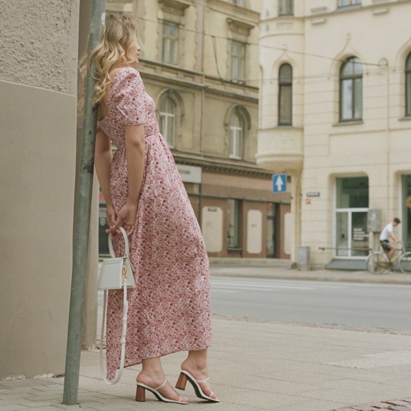 Thumbnail of Beatrice Maxi Dress With Sweetheart Neckline In Pink & Milkly White Liberty Floral Cotton image