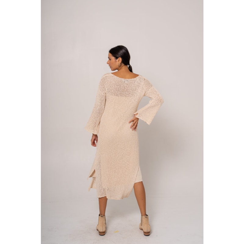 Thumbnail of Beca Honey Butter Cream V Neck Dress image