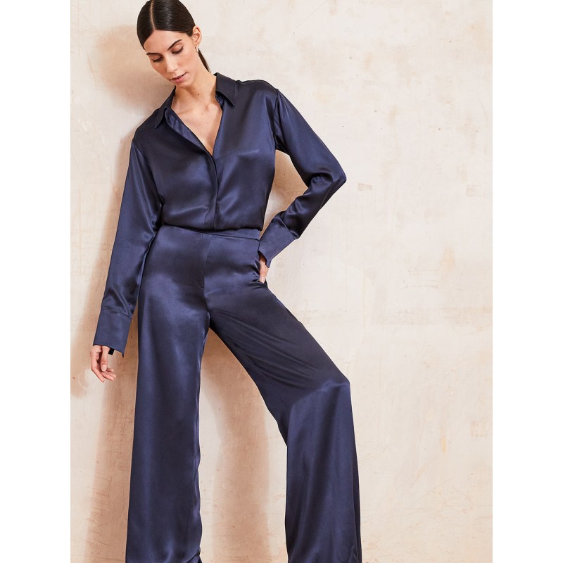 Thumbnail of Becca Silk Trouser - Midnight Blue image