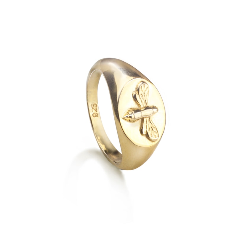 Bee signet ring gold store
