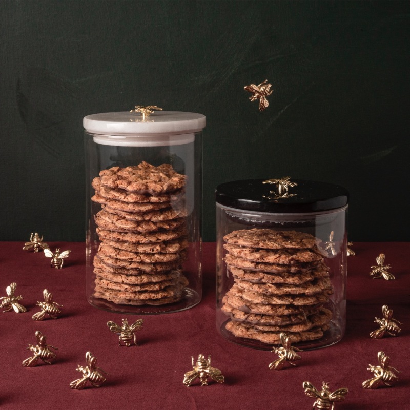 Beehive Marble Cookie Jar Large - Travertine