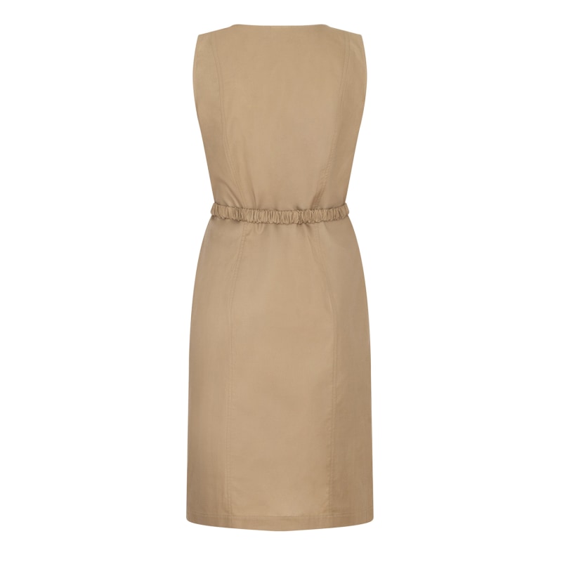 Thumbnail of Beige Belted Cotton Sleeveless Dress image