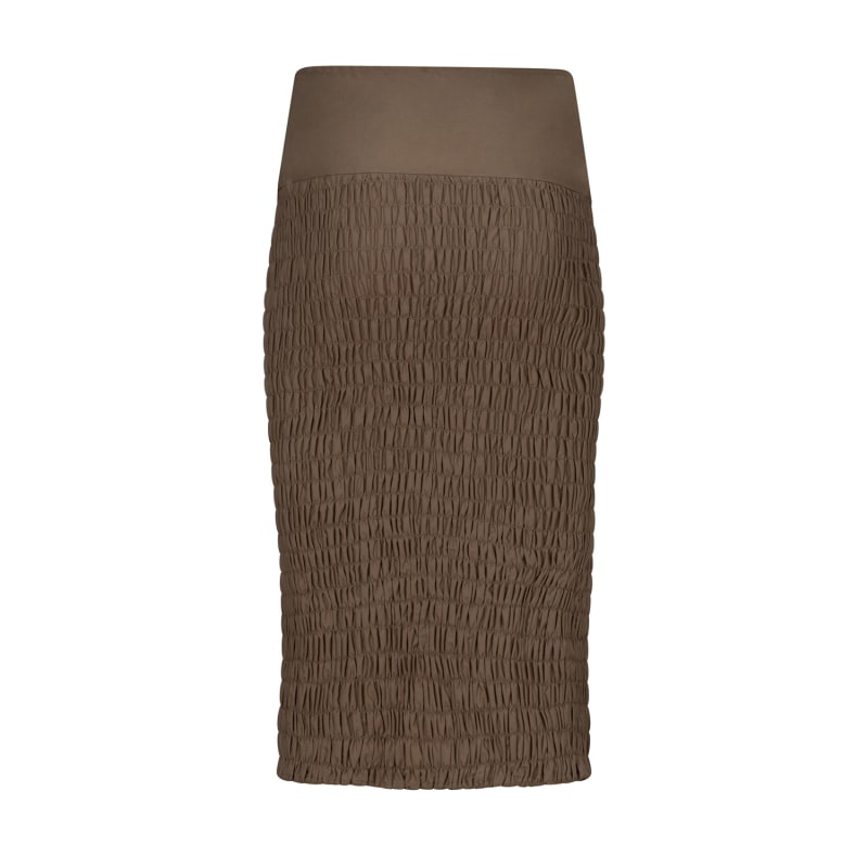 Thumbnail of Beige Cotton Ruched Fitted Skirt image