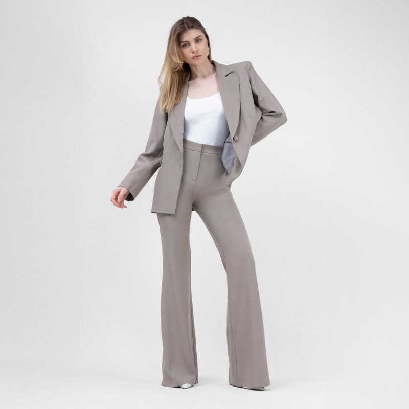 Thumbnail of Beige High-Wasited Flared Trousers image