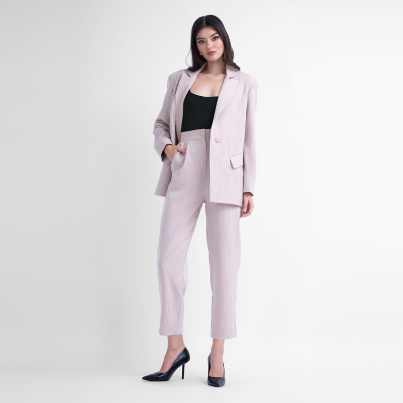 Pinstripe cropped shop trousers