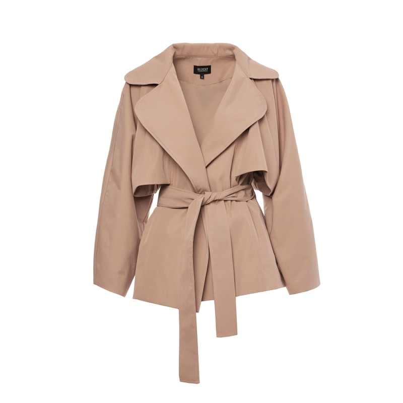 Thumbnail of Beige Short Trench Coat With Waist Belt image