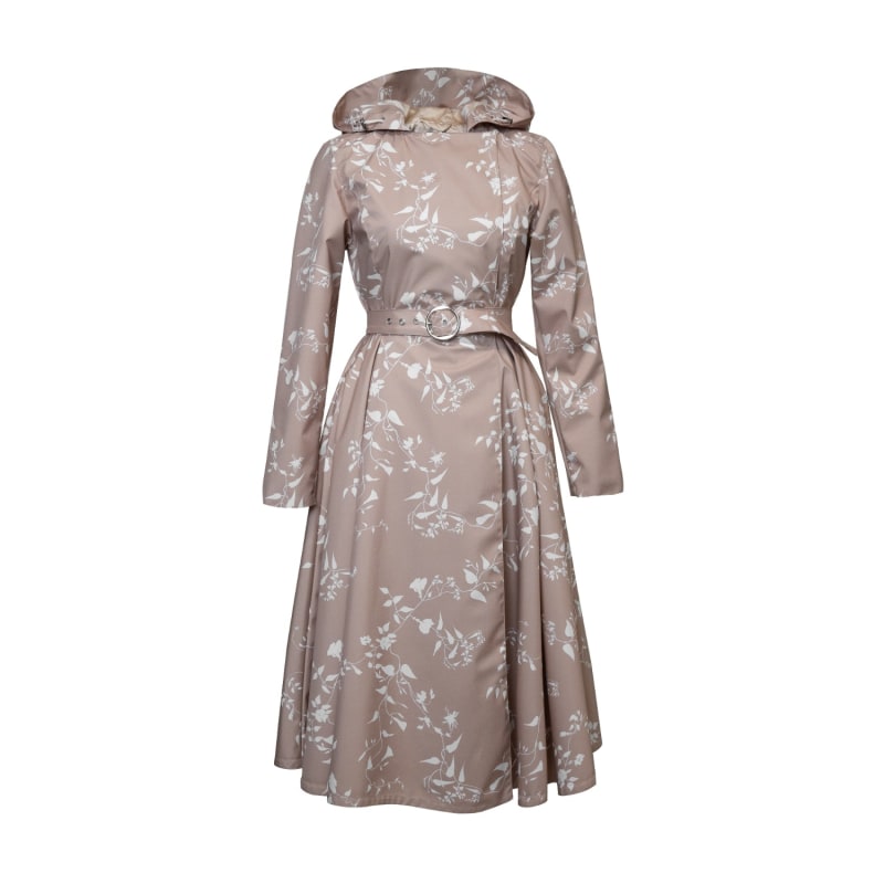 Thumbnail of Beige Trench Coat For Spring With White Floral Print: Powder Dream image