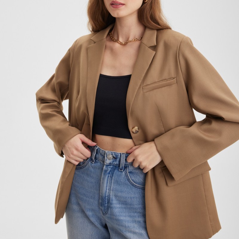 Beige wool blazer womens new arrivals