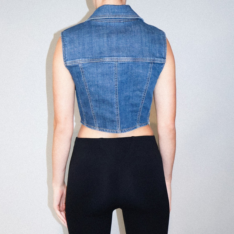 Thumbnail of Bella Cropped Vest Jaded Wash image