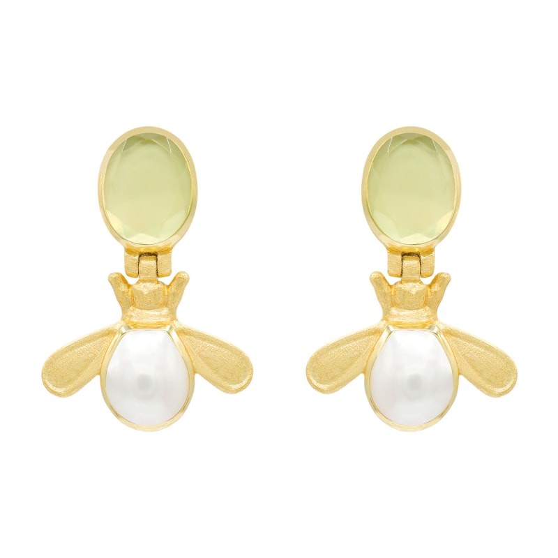 Thumbnail of Belle Earrings In Lemon Quartz & Pearl image