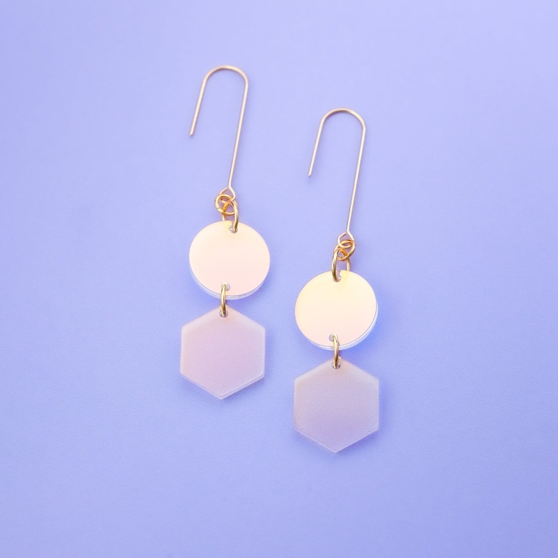 Thumbnail of Belle Geometric Dangly Earrings In Iridescent image