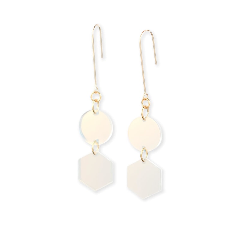 Thumbnail of Belle Geometric Dangly Earrings In Iridescent image