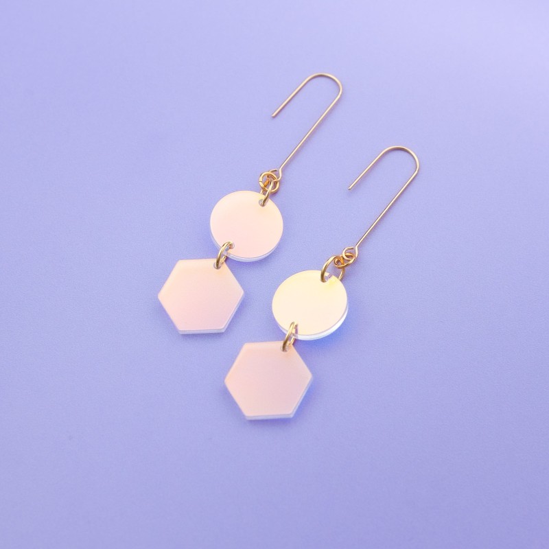 Thumbnail of Belle Geometric Dangly Earrings In Iridescent image