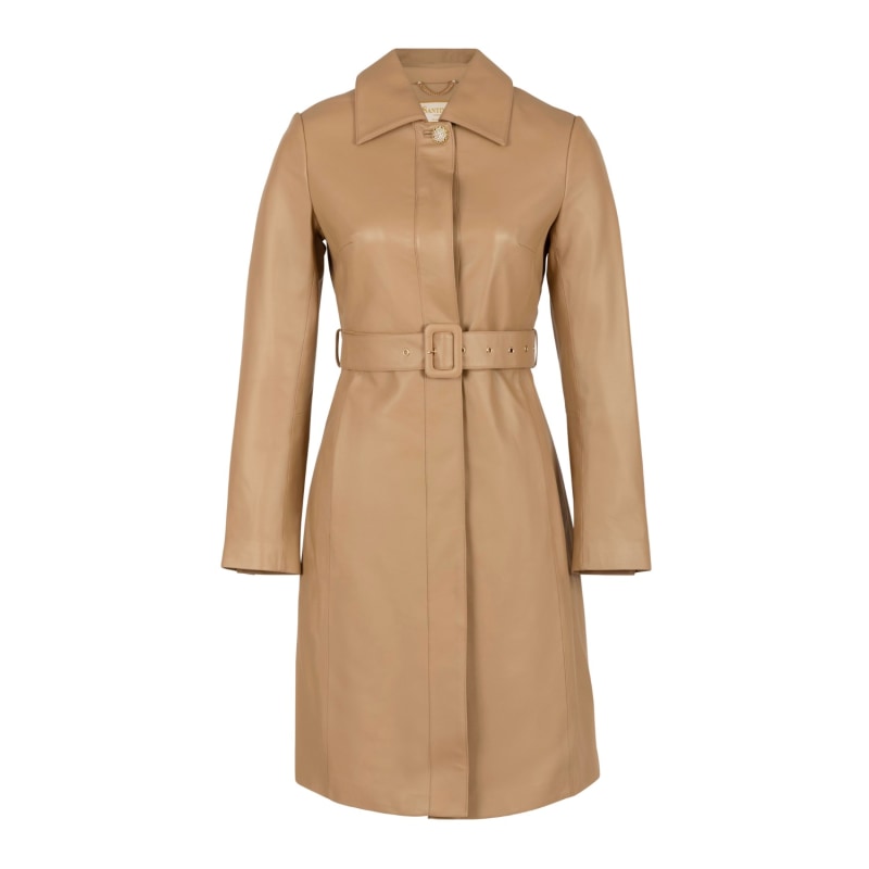 Thumbnail of Bellucci Belted Leather Coat In Cammello image