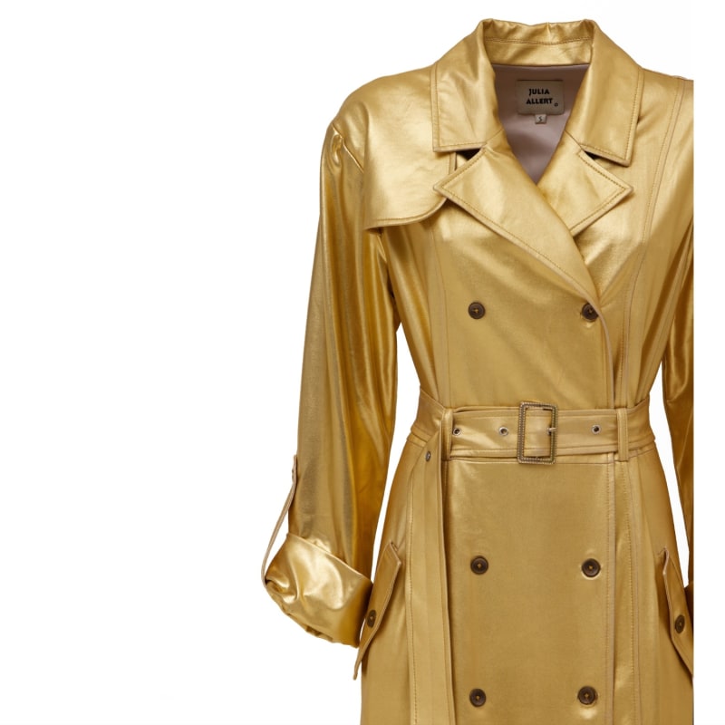 Thumbnail of Belted Double-Breasted Trench Dress Jersey Gold image
