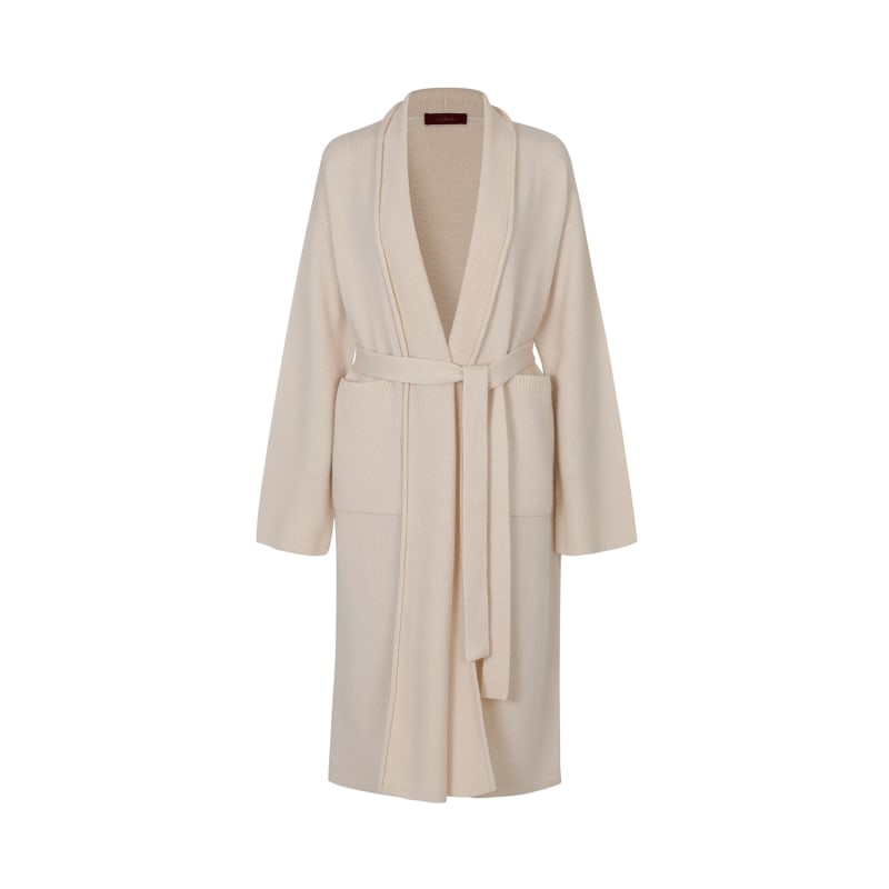 Belted Open Wrap Cashmere Long Cardigan-Brown | CALLAITE | Wolf & Badger