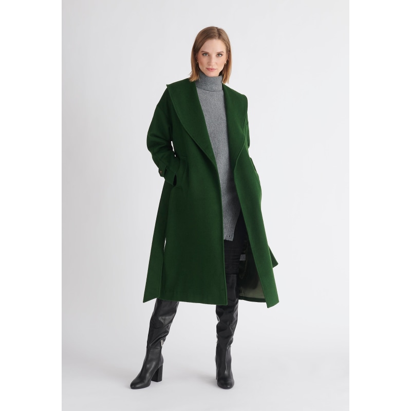 Thumbnail of Belted Wool Coat In Dark Green image