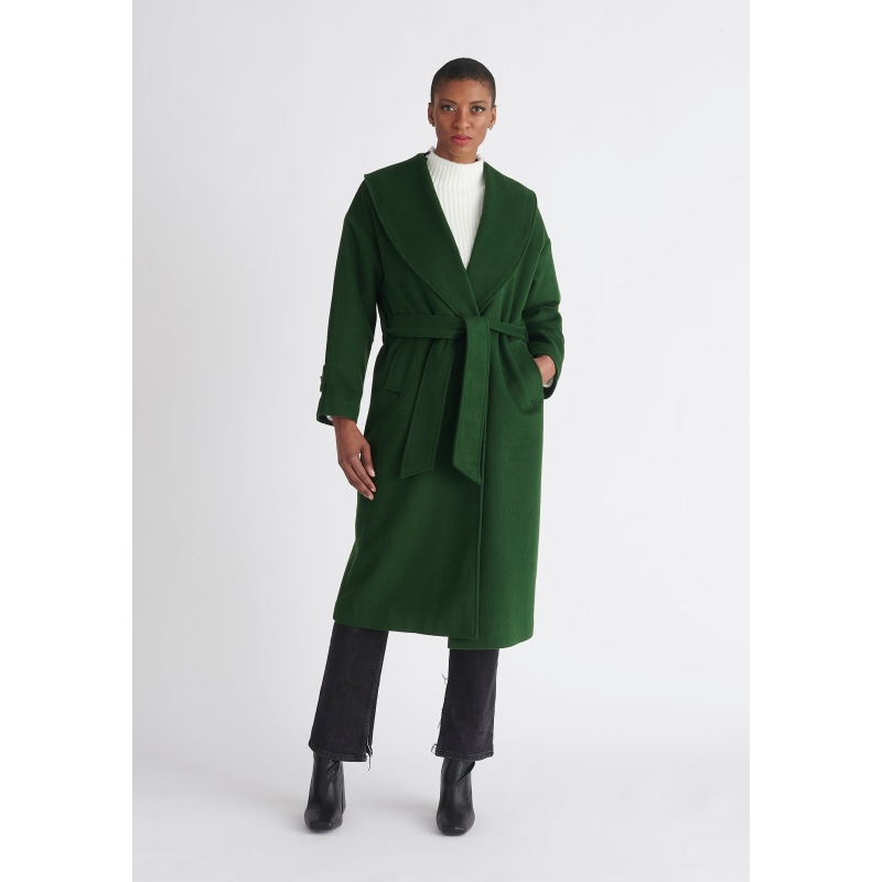 Thumbnail of Belted Wool Coat In Dark Green image