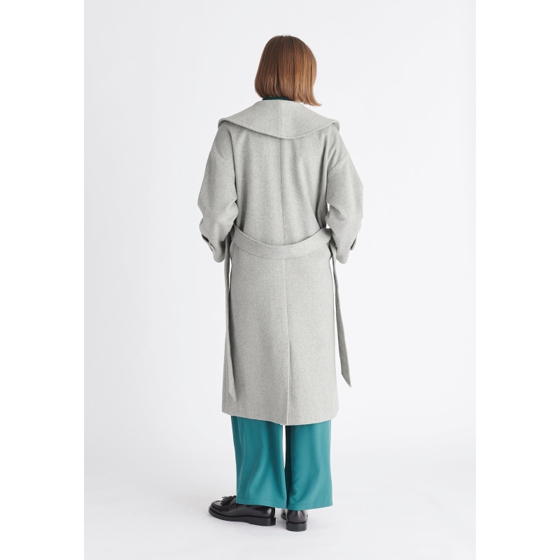 Belted Wool Coat In Light Grey | PAISIE | Wolf & Badger Belted Wool Coat In Light Grey | PAISIE | Wolf & Badger