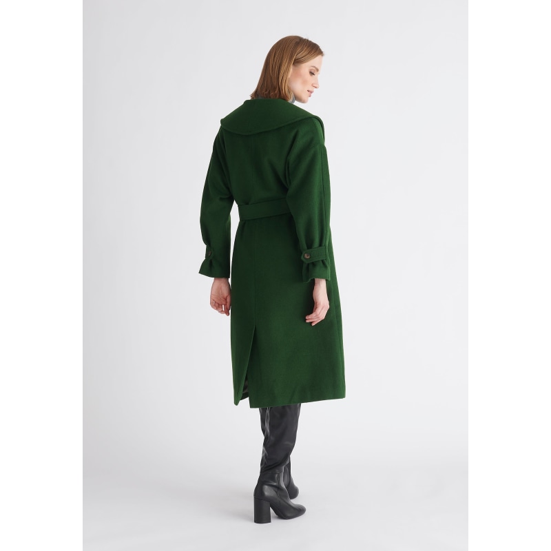 Green belted sales wool coat
