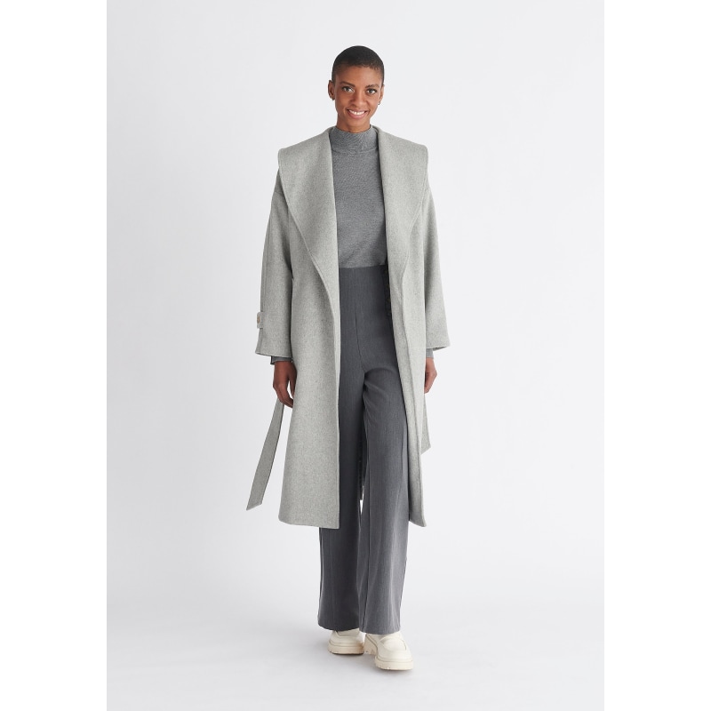 Vintage Belted Wool Coat Beige 10 12 14