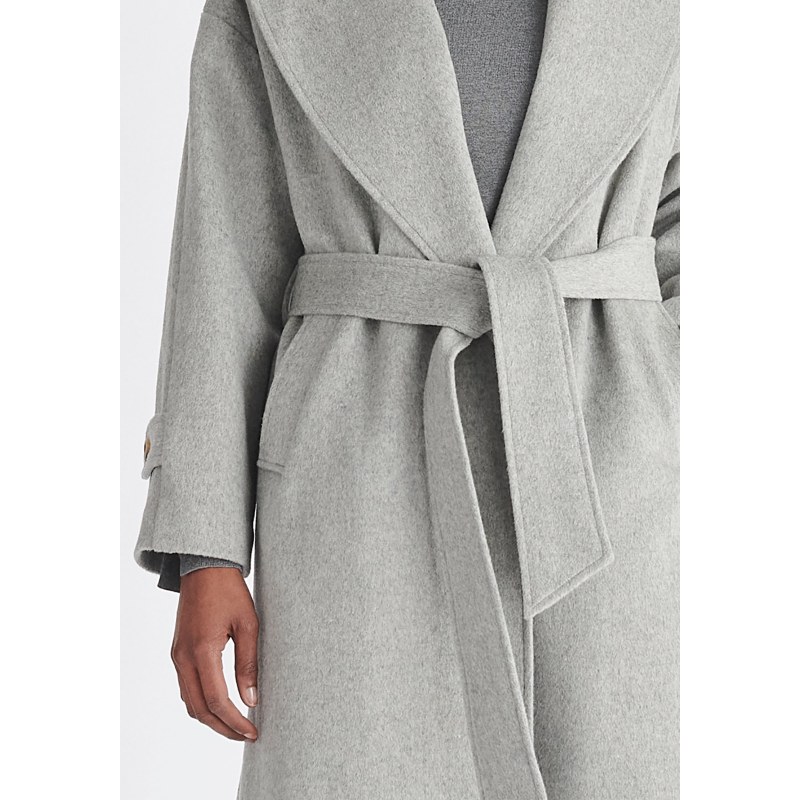 Belted Wool Coat In Light Grey | PAISIE | Wolf & Badger Belted Wool Coat In Light Grey | PAISIE | Wolf & Badger