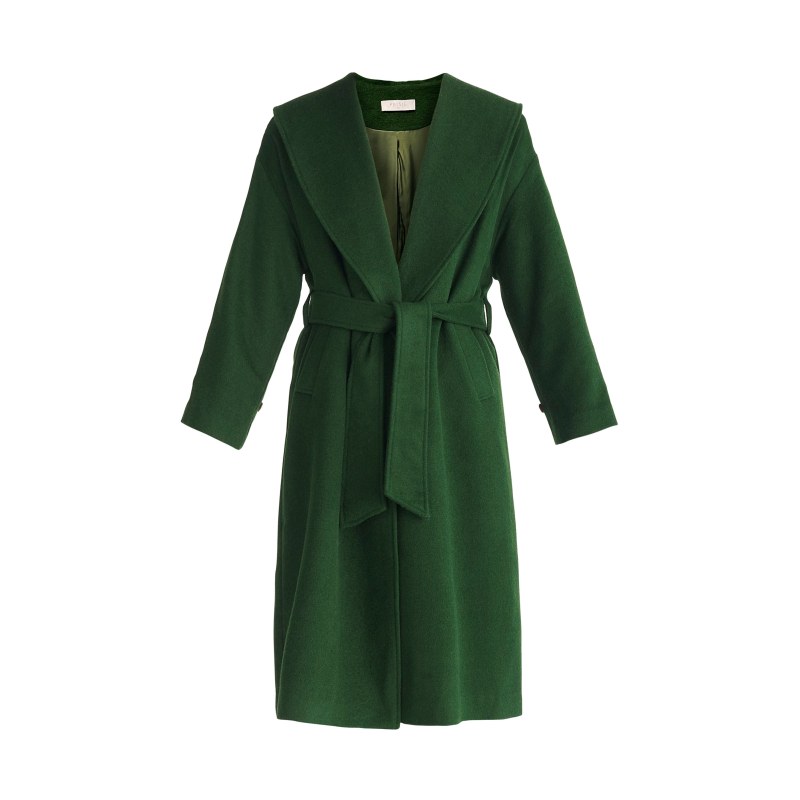 Green belted wool coat store