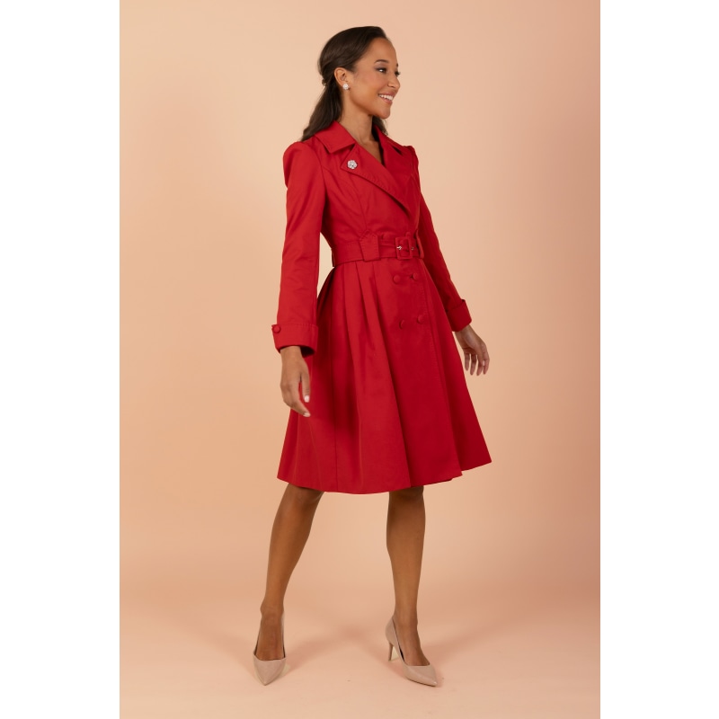 Thumbnail of Bergman Cotton Gaberdine Dress Trench Coat In Rosso image