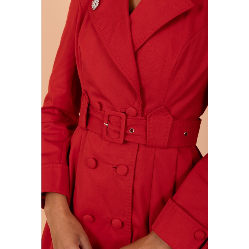 Thumbnail of Bergman Cotton Gaberdine Dress Trench Coat In Rosso image