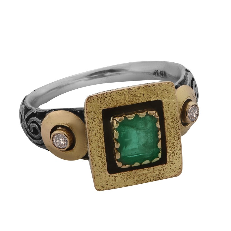 Thumbnail of Bethany Square Emerald Diamond Ring image