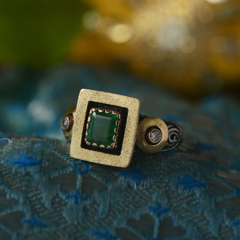 Thumbnail of Bethany Square Emerald Diamond Ring image