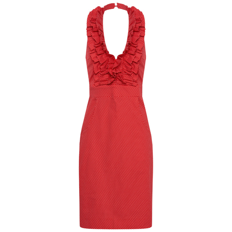 Thumbnail of Betsy Beauty Frill Halter Dress In Red image