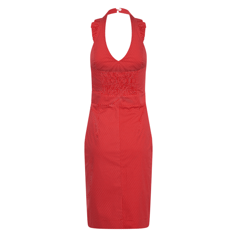 Thumbnail of Betsy Beauty Frill Halter Dress In Red image