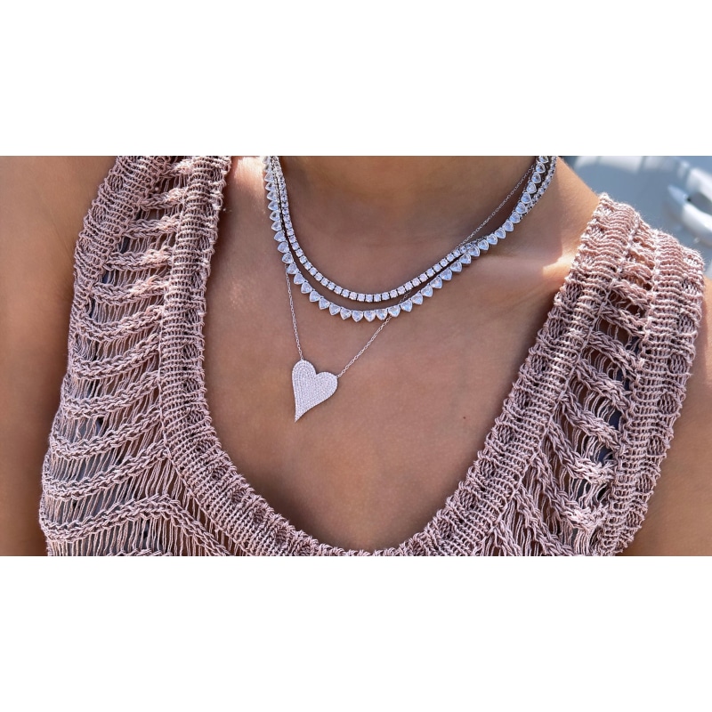 Heart tennis necklace hot sale