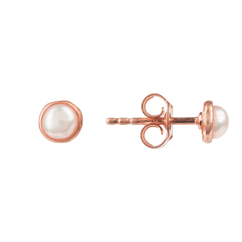 Thumbnail of Petite Stud Earrings Rosegold White Pearl image