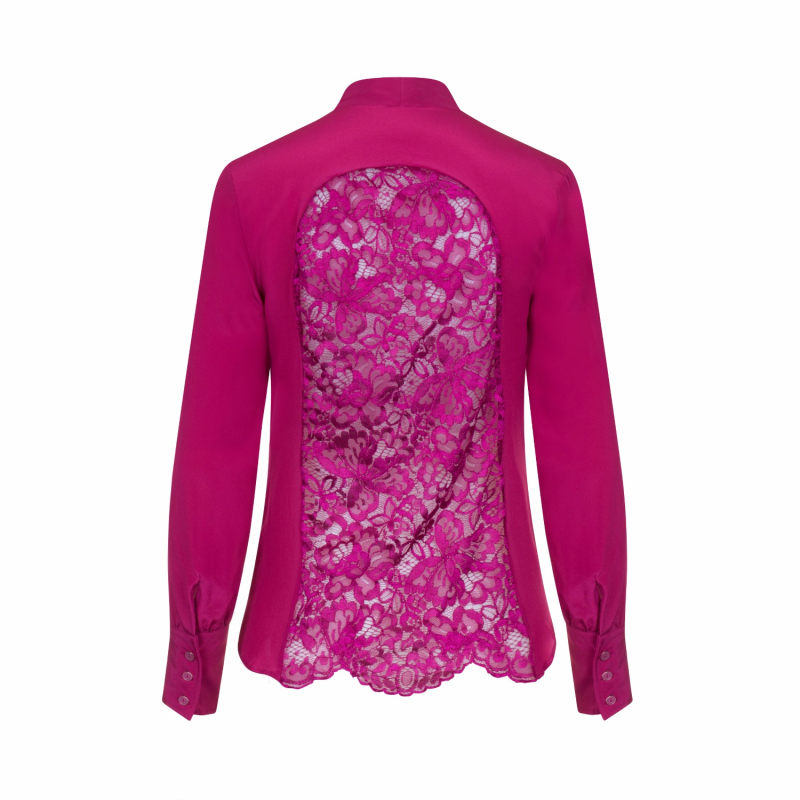 Thumbnail of Berry Pink Silk Bow Blouse image