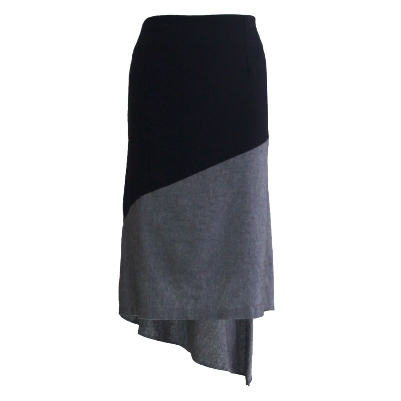 Thumbnail of Ravello Back Draped Button Detail Skirt In Grey Cloud image