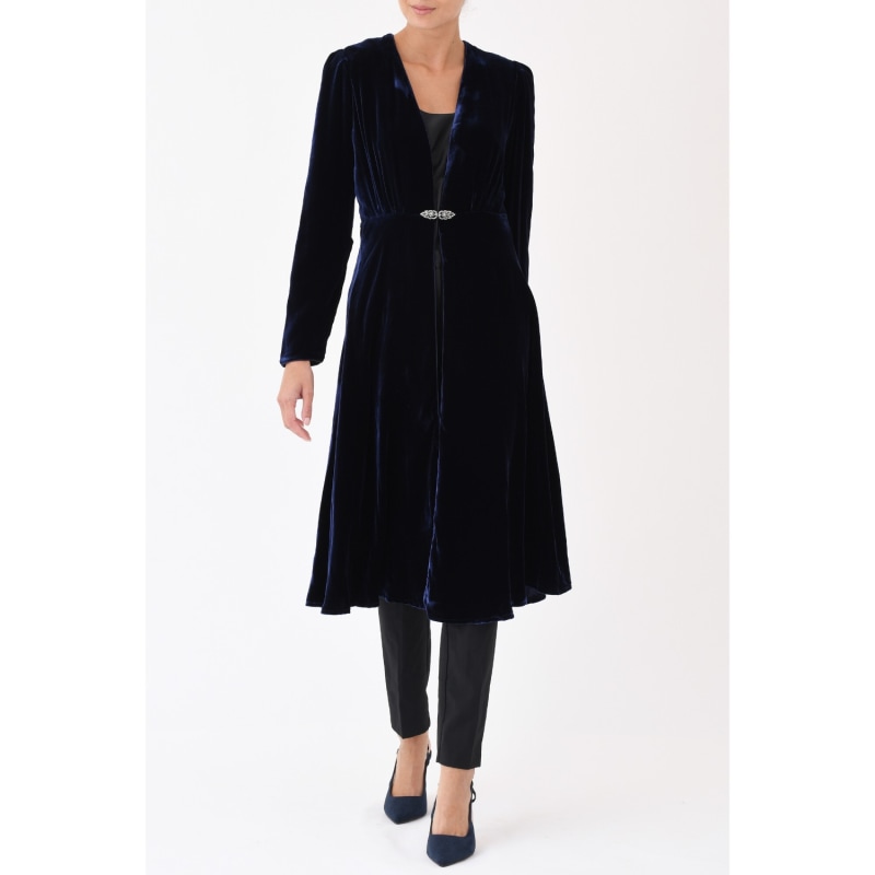 Thumbnail of Dulwich Coat Navy Velvet image