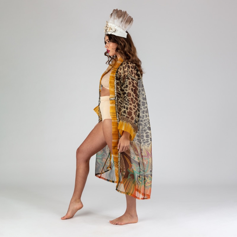 Thumbnail of Chiara - 100% Silk Wildly Bohemian Robe With Sequin Trims image