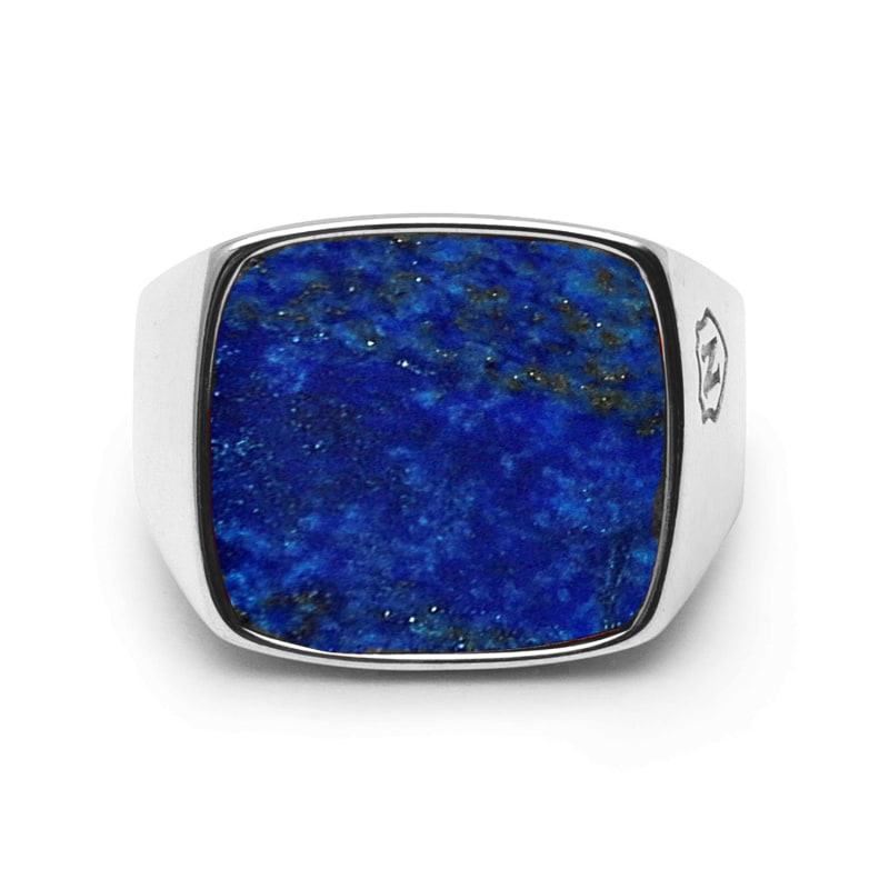 Men's Silver Signet Ring with Blue Lapis