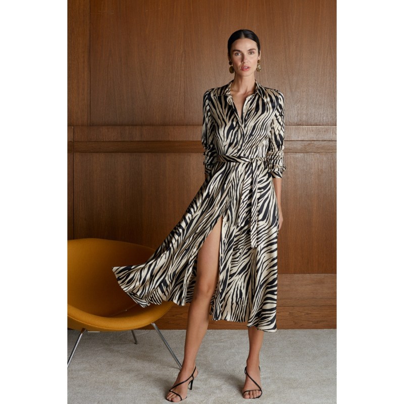 Zebra print midi shirt dress clearance